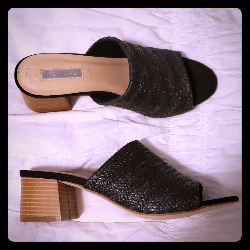 Black slip on sandals